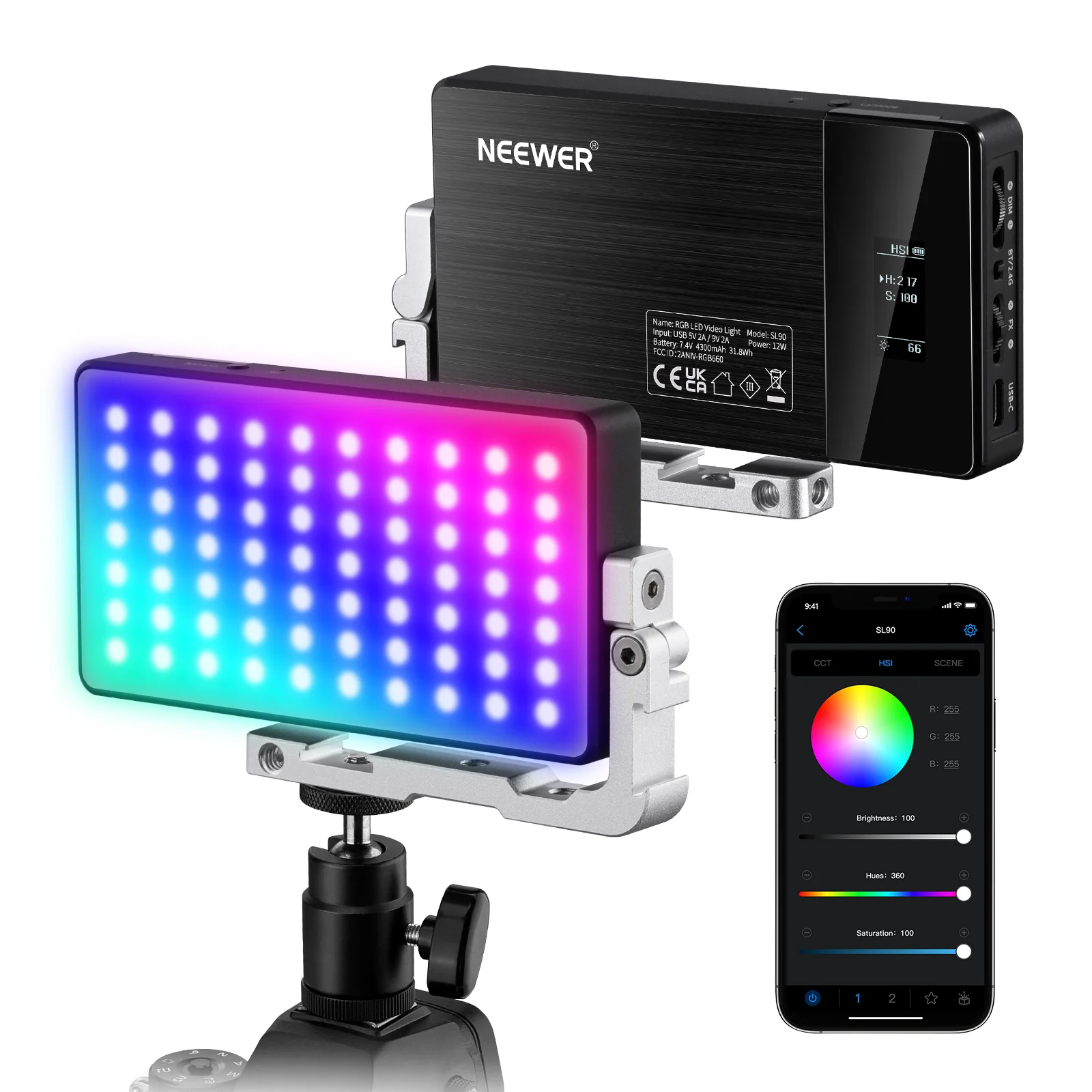  NEEWER SL90 Aluminum Alloy RGB Panel Video Light