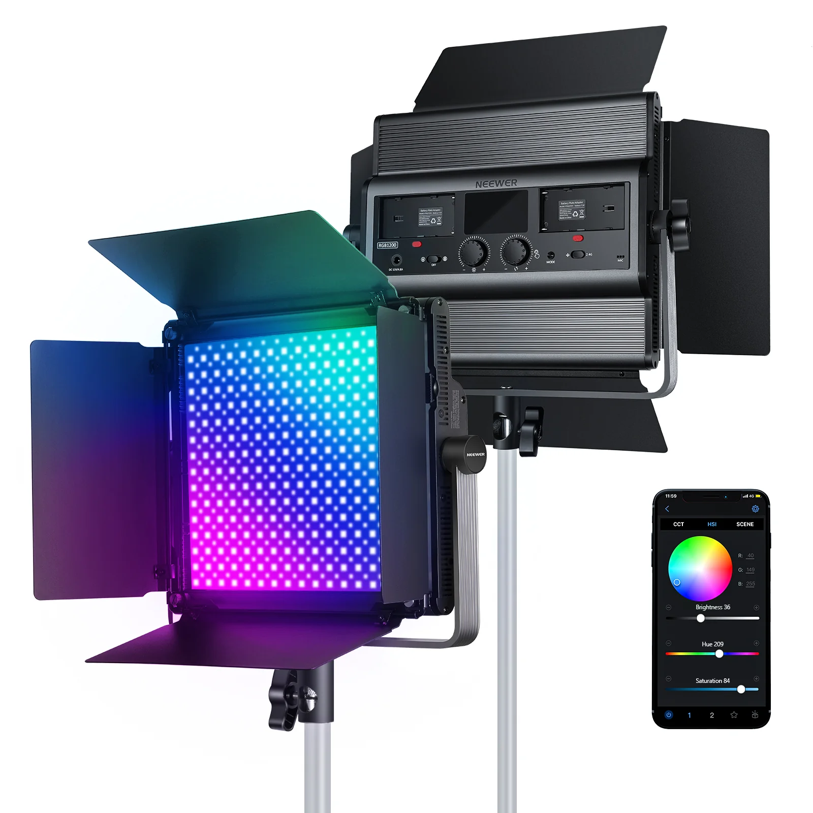  NEEWER RGB1200 60W APP Control RGB LED Video Light
