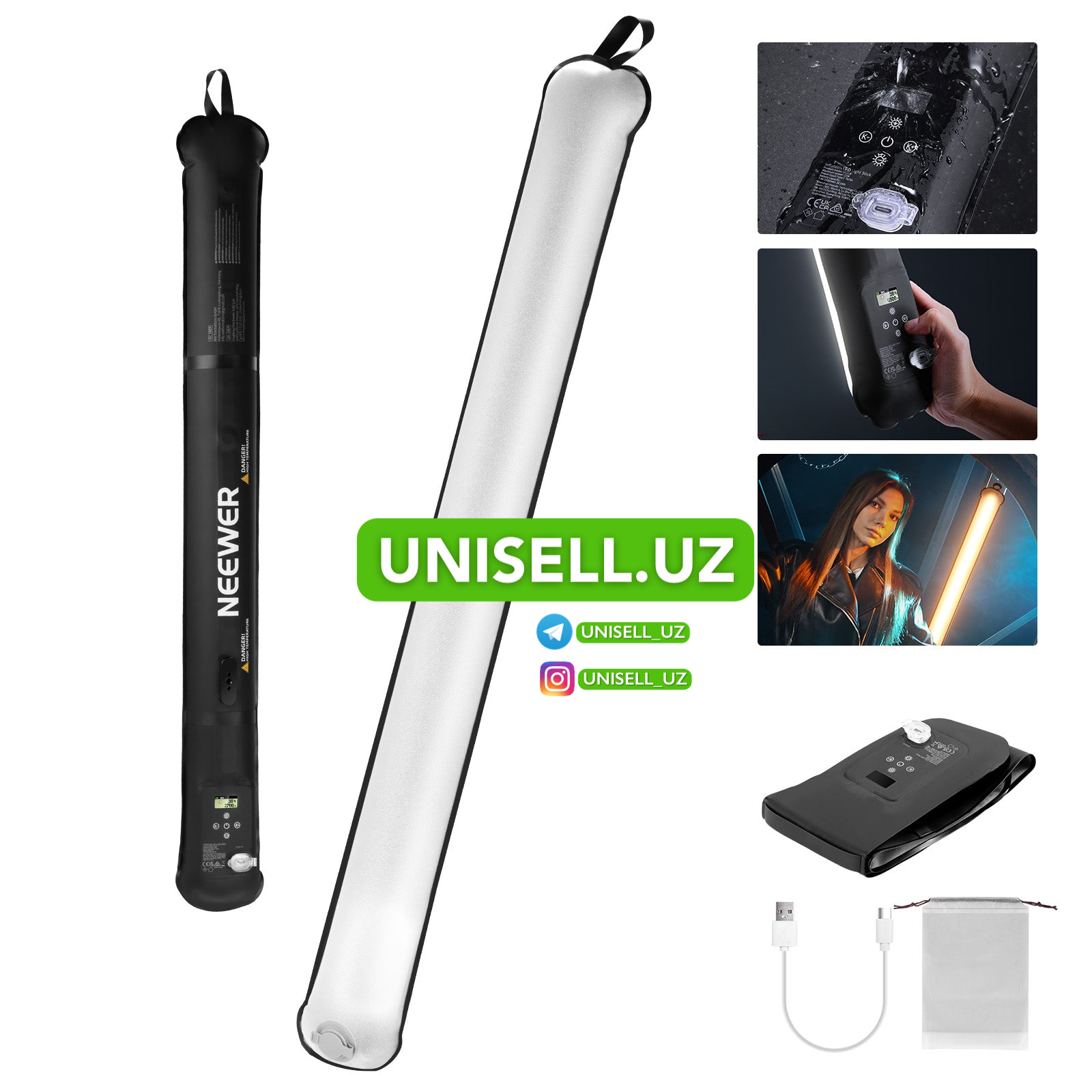  NEEWER BASICS GC21B 21W Bi-Color Handheld Inflatable LED Tube Light