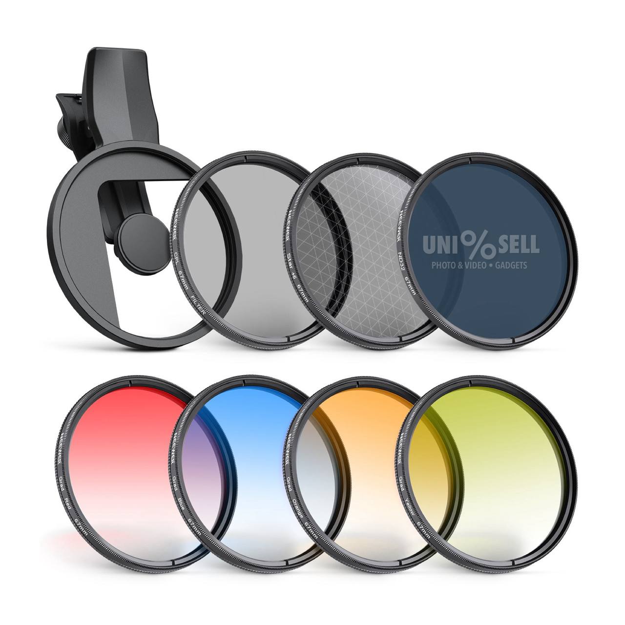 NEEWER 7 Pack Clip-On 67mm Filter Set for Smartphones