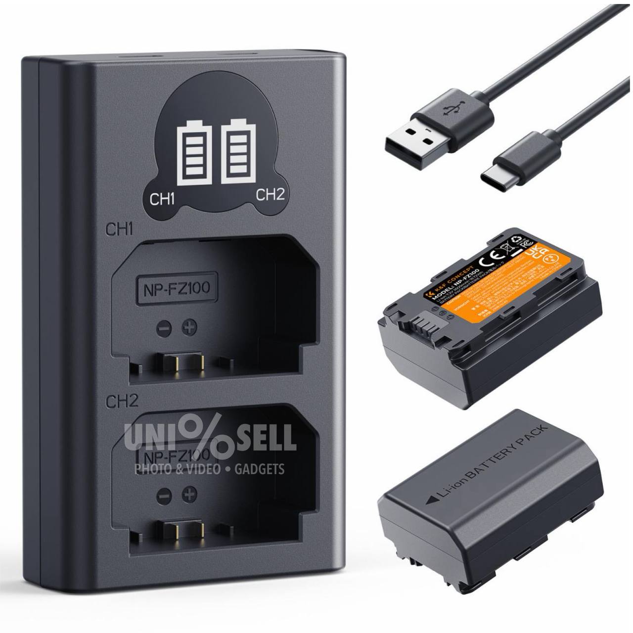 KF Concept KF28.0097 NP-FZ100 2600mAh Dual Battery Charger LCD Screen Display