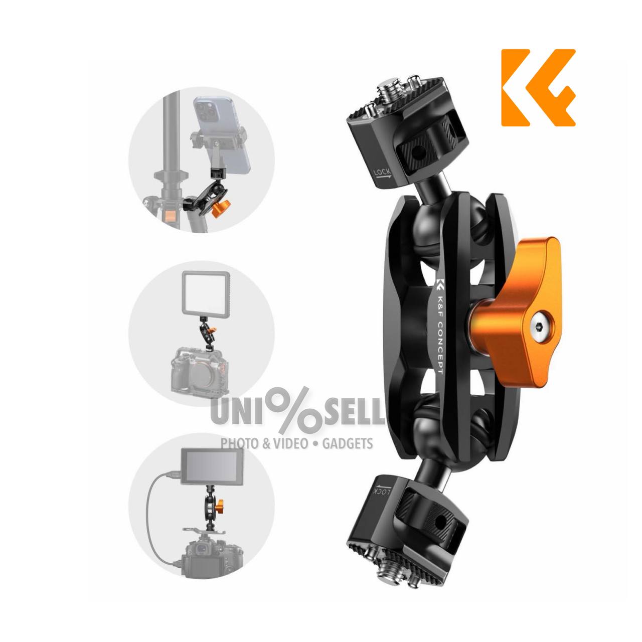 KF Concept Aluminum Alloy 360° Rotation Magic Arm with Double Ball Heads,Universal Dual 1/4